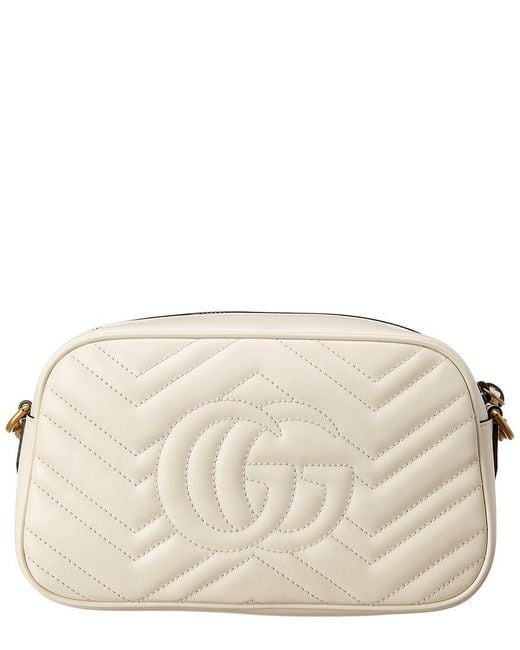 Gucci Natural Gg Marmont Small Matelasse Leather Crossbody Camera Bag