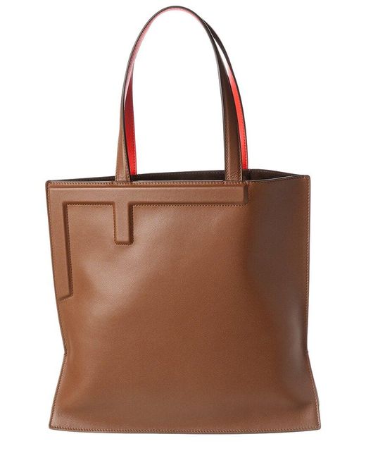 Fendi Brown Flip Medium Leather Tote