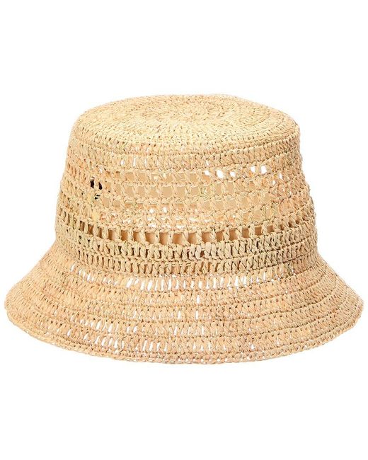 Bruno Magli Natural Crochet Short Brim Bucket Hat