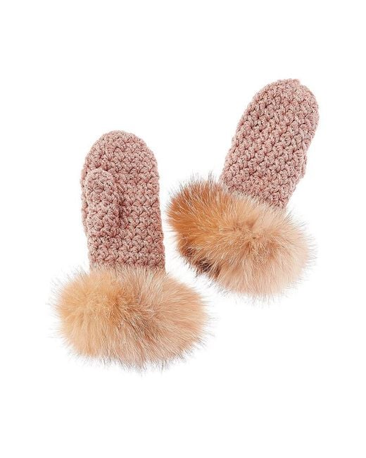 Surell Pink Fleece-Lined Knit Mittens