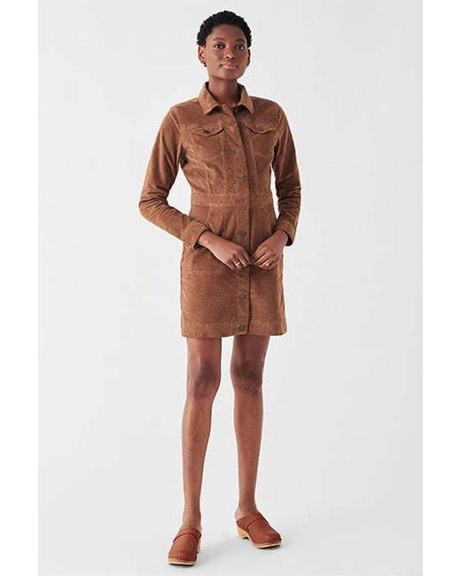 Faherty Brand Brown Stretch Cord Michelle Dress