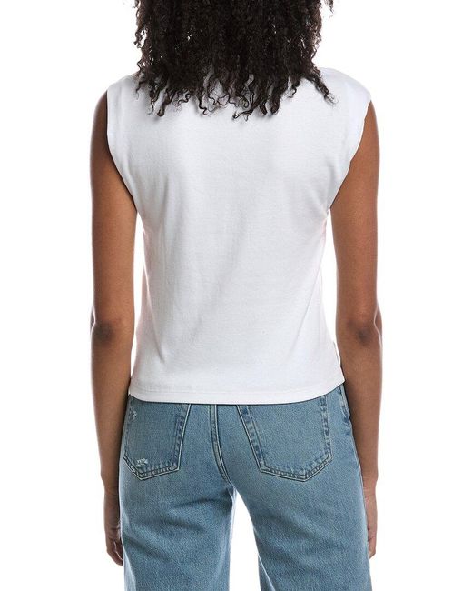 Michael Stars Blue Ester Power Shoulder Polo Shirt