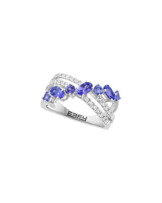 Effy Fine Jewelry Blue 14K 3.36 Ct. Tw. Diamond & Emerald Ring