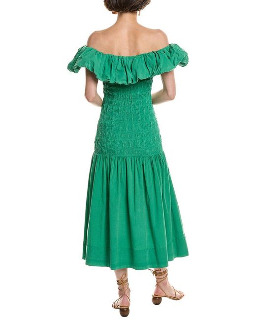 Sea Green Juni Off-The-Shoulder Midi Dress