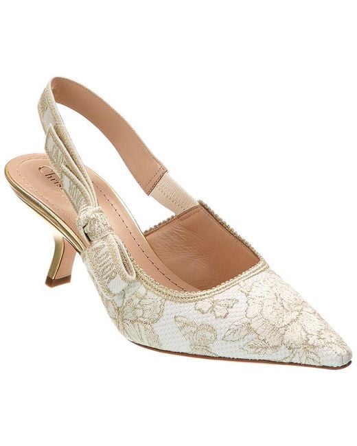 Dior White J'A Canvas & Leather Slingback Pump
