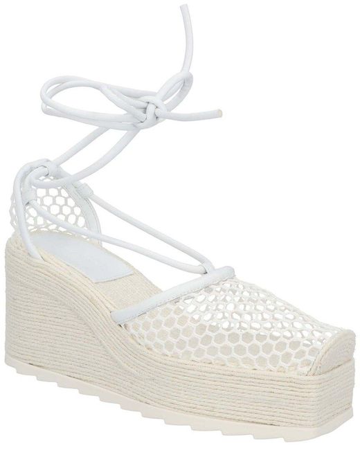 Bottega Veneta White Polyester Stretch Espadrille Wedge (Authentic Pre- Loved)