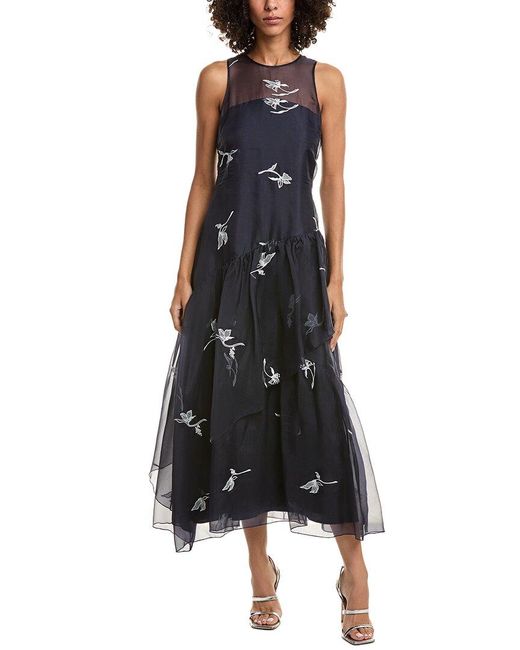 Cinq À Sept Black Roberta Silk Midi Dress