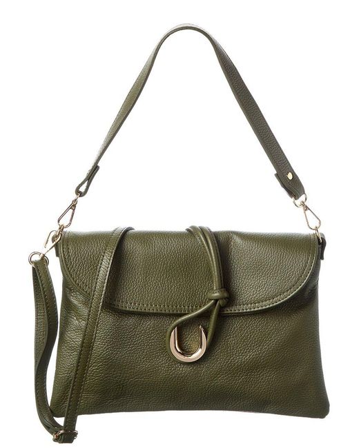 Persaman New York Green Adelais Leather Shoulder Bag