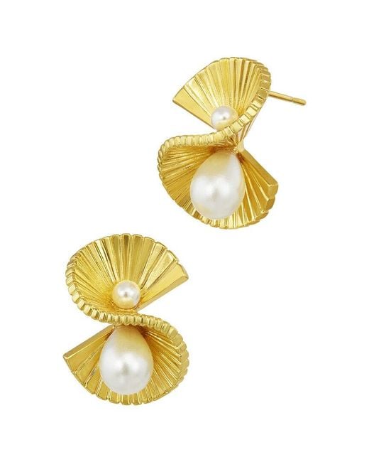 Savvy Cie Metallic 18K Plated 3-6Mm Pearl Stud Earrings