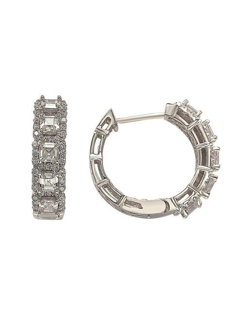 Suzy Levian CZ Jewelry Metallic Suzy Levian Silver Cz Hoops