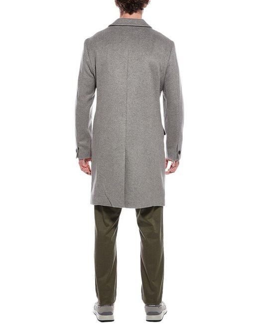 AllSaints Gray Hal Suede-Trim Wool-Blend Coat for men