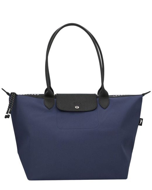 Longchamp Blue Le Pliage Shopper Canvas Tote
