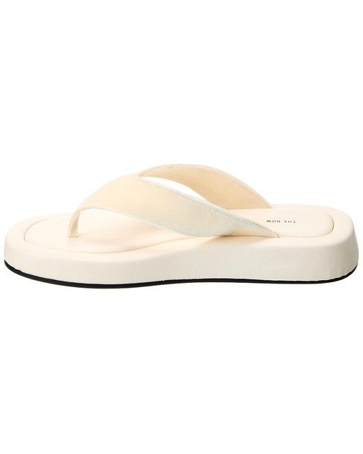 The Row White Ginza Velvet Platform Sandal