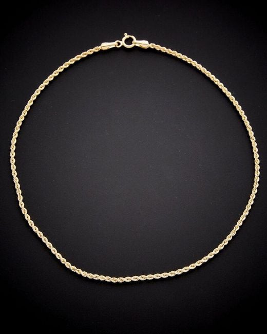 Italian Gold Black 14k Hollow Rope Anklet