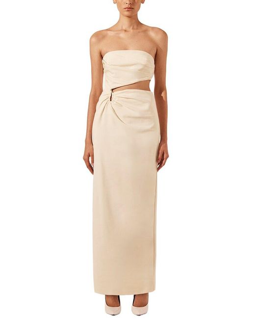 Shona Joy Natural Lani Strapless Cut Out Maxi Dress