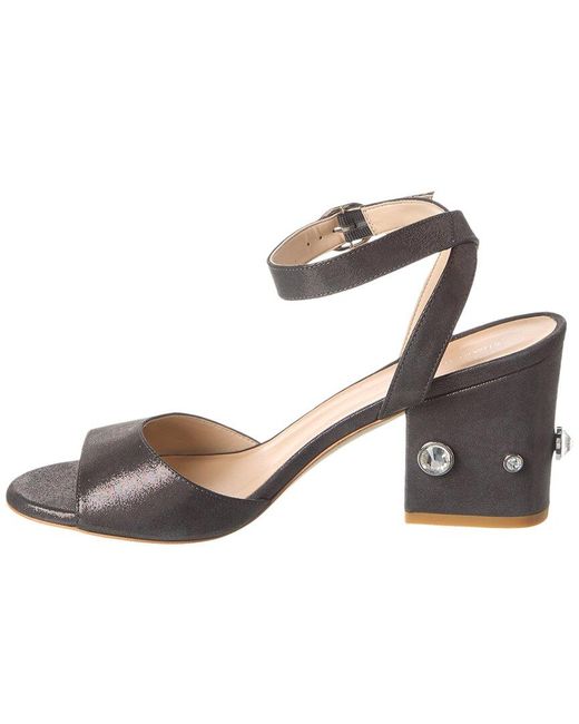Stuart Weitzman Metallic Allshine 75 Suede Block Sandal