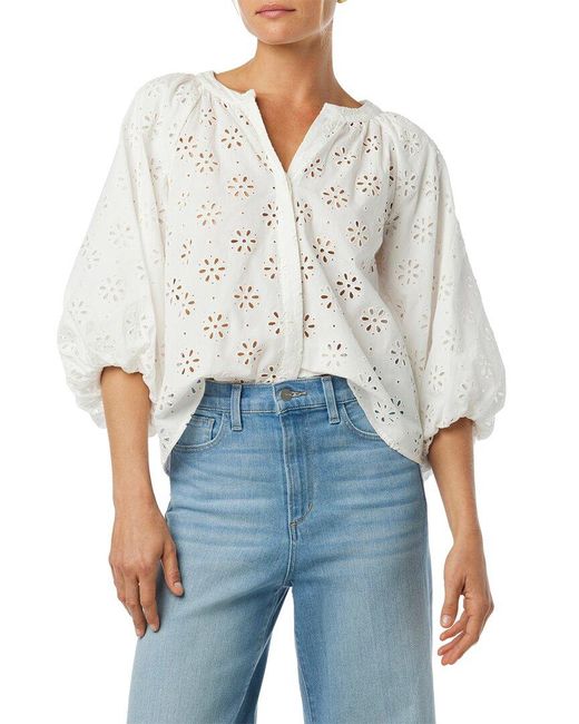 Joe's Jeans White The Andie Broderie Blouse
