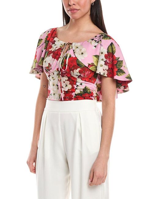 Dolce & Gabbana Red Silk-Blend Blouse