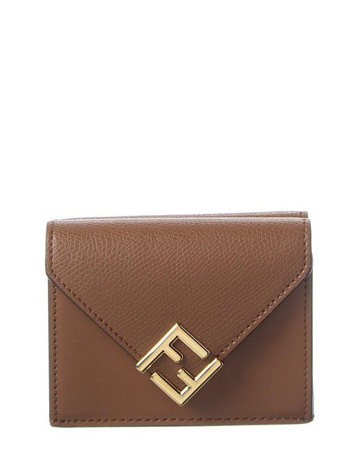 Fendi Brown Ff Diamonds Leather Wallet