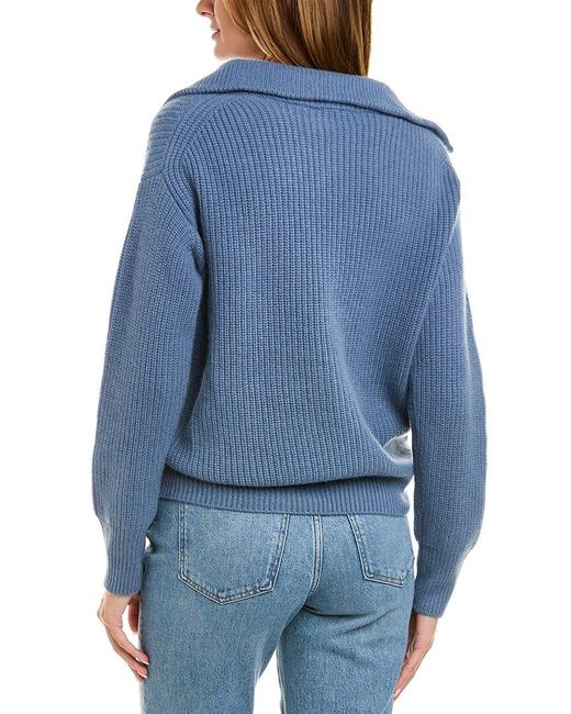 Elie Tahari Oversized 1/2-zip Cashmere Sweater in Blue | Lyst