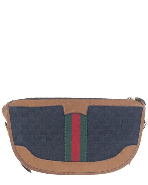 Gucci Blue Black GG Canvas & Leather Shoulder Bag (authentic Pre-loved)
