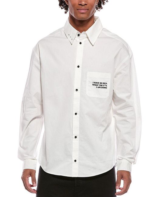 RTA White Poplin Slogan Shirt for men