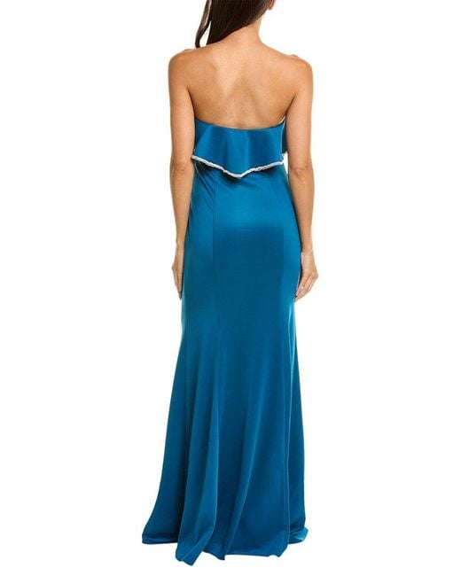 Rene Ruiz Blue Off-The-Shoulder Gown