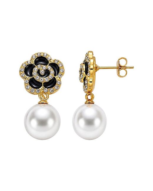 Liv Oliver White 18k Plated 12mm Pearl Cz Earrings