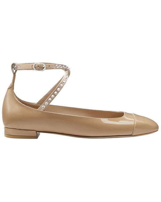 Stuart Weitzman Metallic Eden Crystal Strap Patent Flat