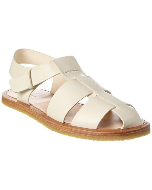 The Row White Fisherman Crepe Leather Sandal