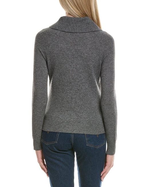 Sofiacashmere Gray Cable Rib Texture Cowl Neck Wool & Cashmere-Blend Sweater