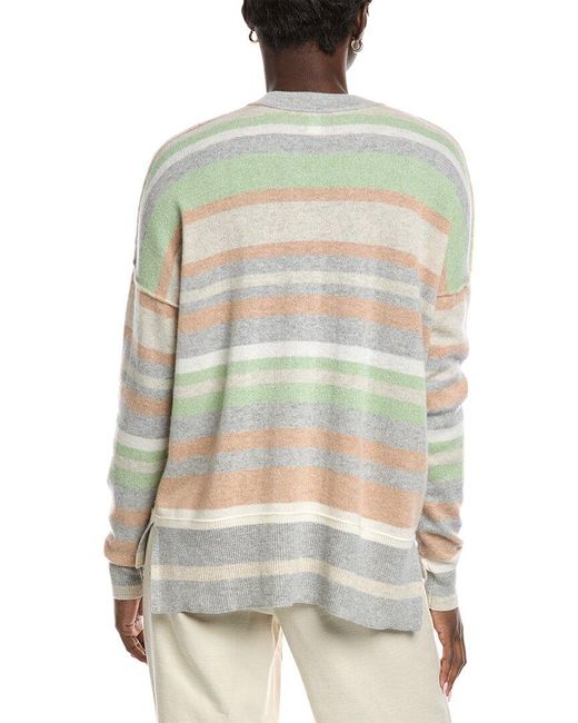 Autumn Cashmere Gray Striped High-Low Cashmere Sweater