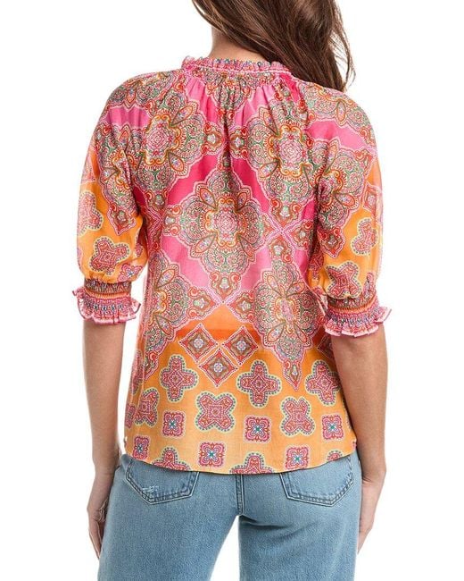 Hale Bob Pink Silk-Blend Eileen Blouse