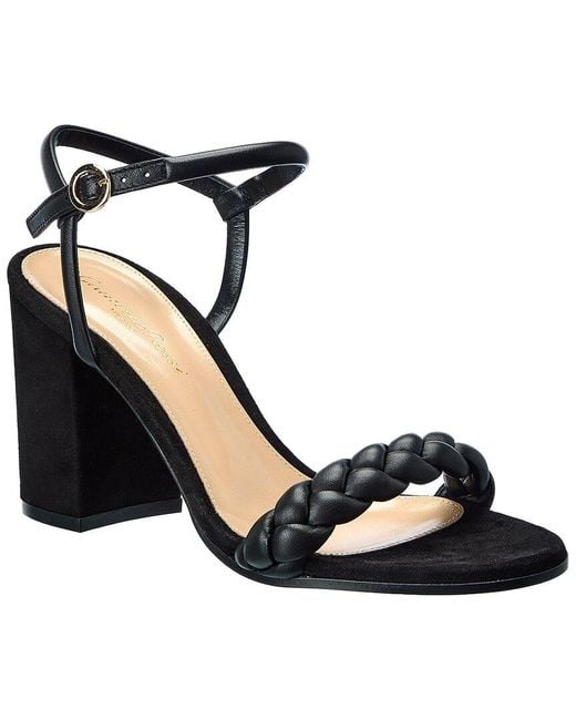 Gianvito Rossi Black Cruz 85 Leather & Suede Sandal