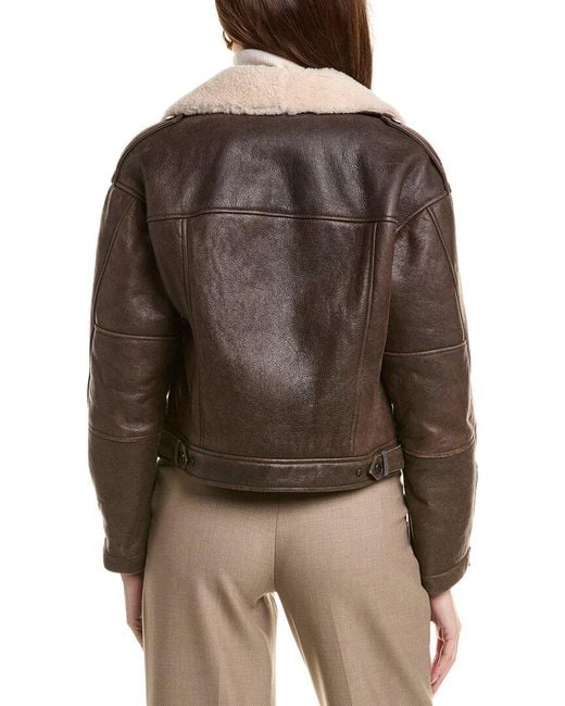 Brunello Cucinelli Brown Sheepskin Leather Jacket