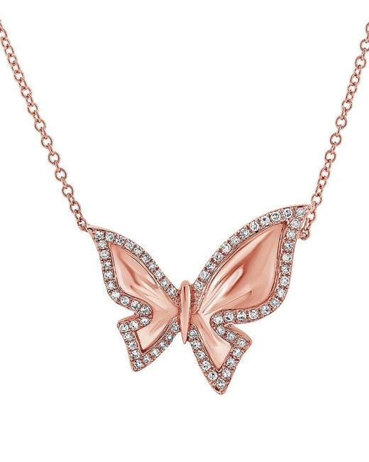 Sabrina Designs Pink 14k Rose Gold 0.17 Ct. Tw. Diamond Butterfly Necklace