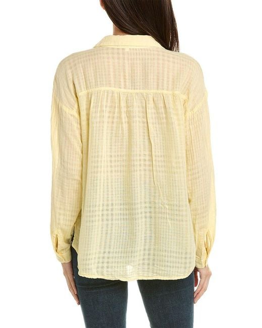 Bella Dahl Yellow High-low Hem Linen-blend Shirt
