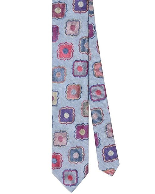 Robert Talbott Blue Silk & Wool-Blend Large Medallion Necktie for men