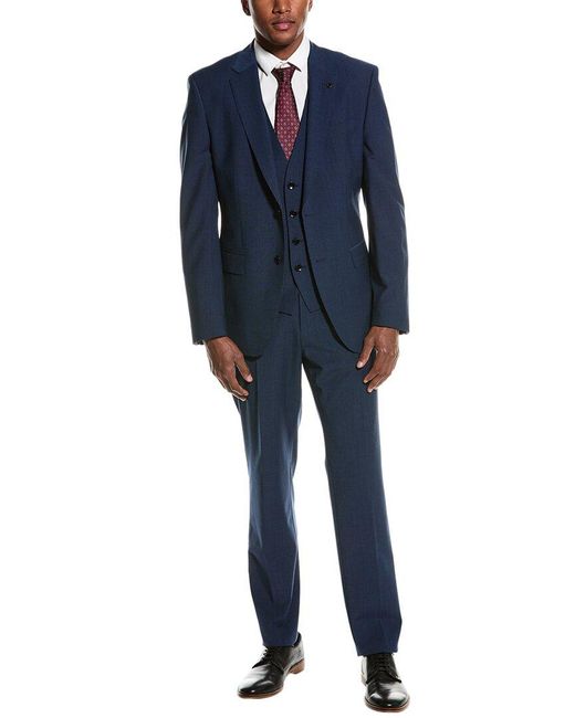 Boss Blue Boss Hugo Boss 3Pc Slim Fit Wool-Blend Suit for men