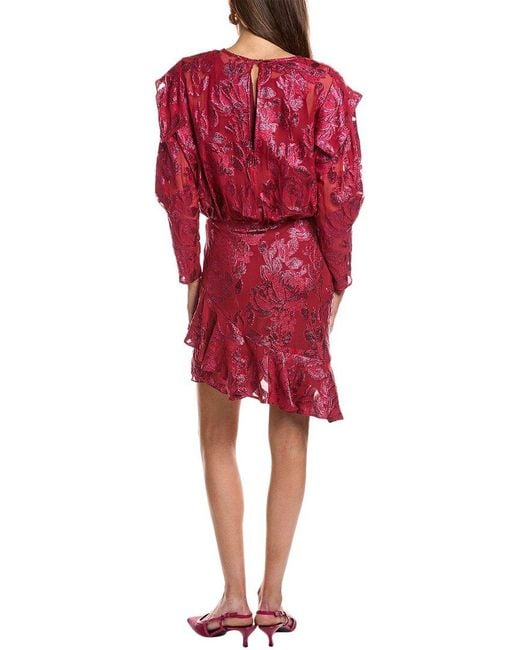 IRO Red Murai Silk-Blend Mini Dress