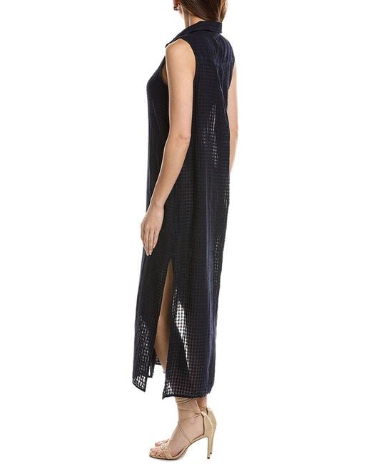 Bella Dahl Black Side Slit Duster Linen-Blend Dress