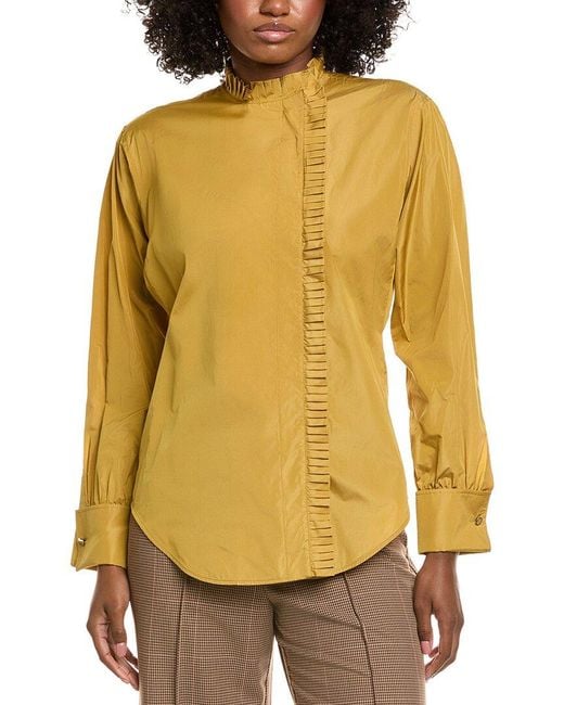 Max Mara Yellow Blanc Silk-Blend Shirt