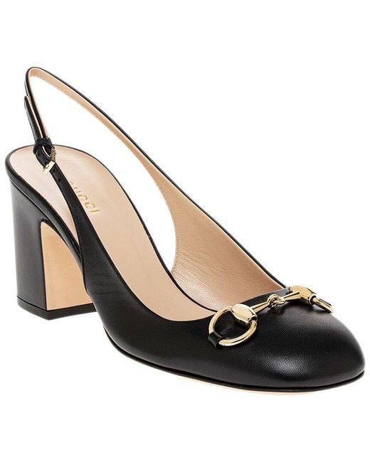 Gucci Black Horsebit Leather Slingback Pump