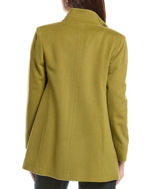 Fleurette Green Stand Collar Wool Coat