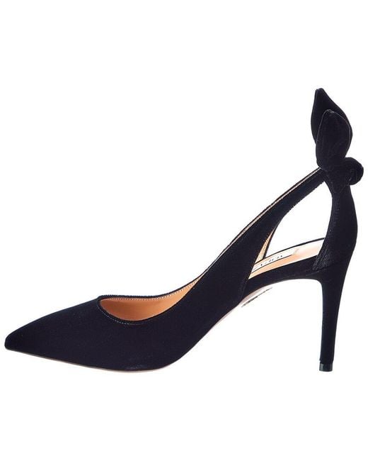 Aquazzura Blue Bow Tie 85 Velvet Pump