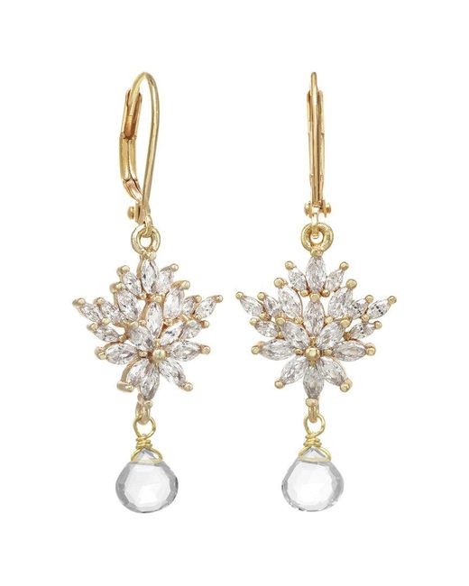 Rachel Reinhardt Jewelry White Quartz Cz Leaf Earrings