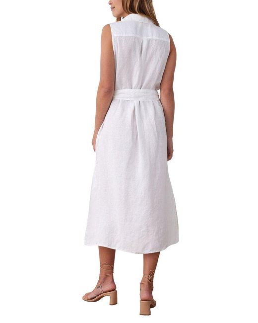 Bella Dahl White Sleeveless Utility Duster Linen Dress