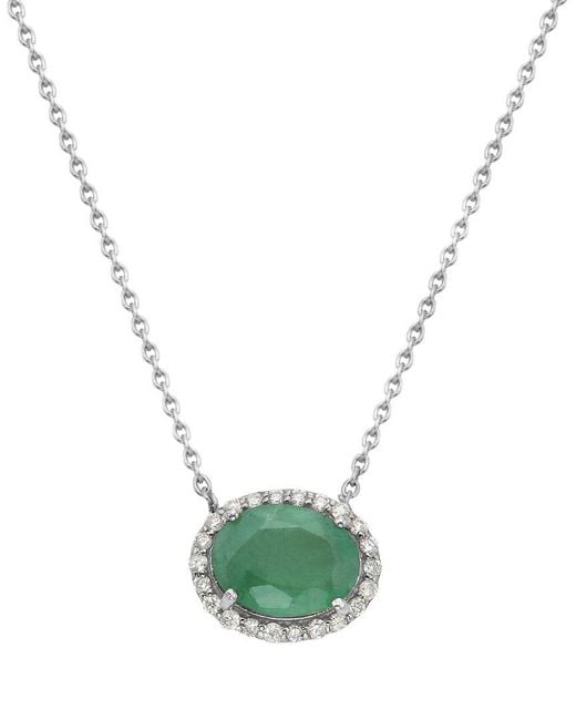Forever Creations USA Inc. Multicolor Forever Creations 14k 1.27 Ct. Tw. Diamond & Emerald Halo Necklace
