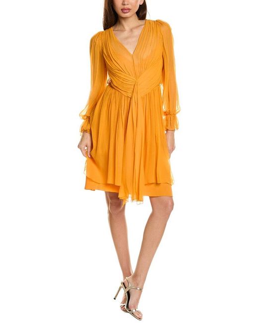 Alberta Ferretti Orange Silk Chiffon Mini Dress