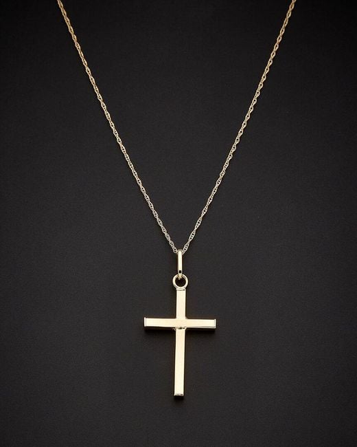 Italian Gold Black 14k Cross Pendant Necklace